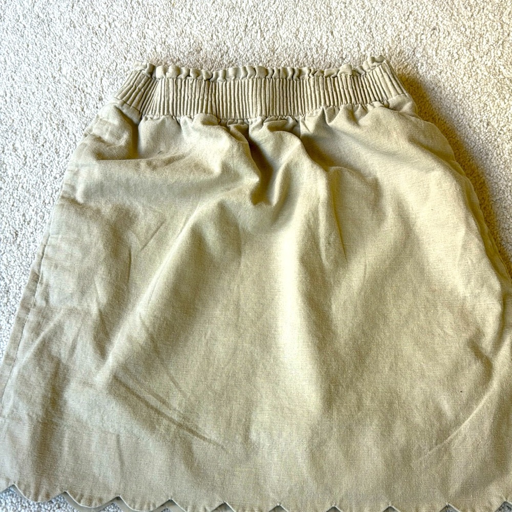 J Crew women linen scalloped detailed skirt with pocket sz 0